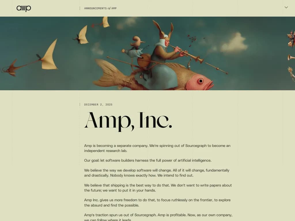 Amp, Inc. – Amp is spinning out of Sourcegraph