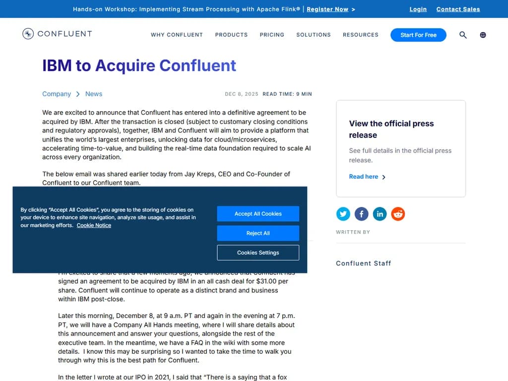 IBM to acquire Confluent
