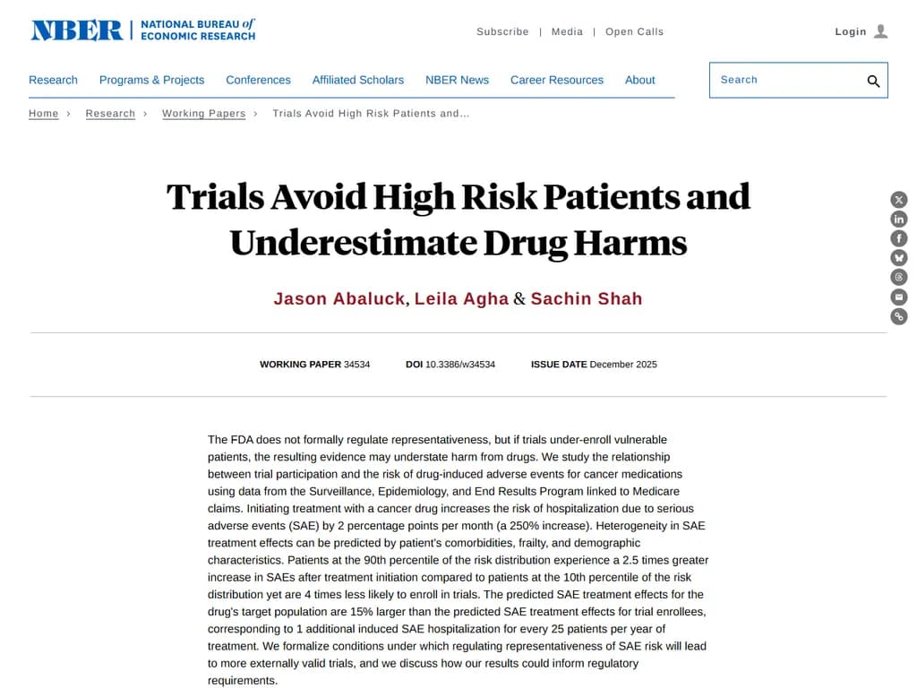 Trials avoid high risk patients and underestimate drug harms