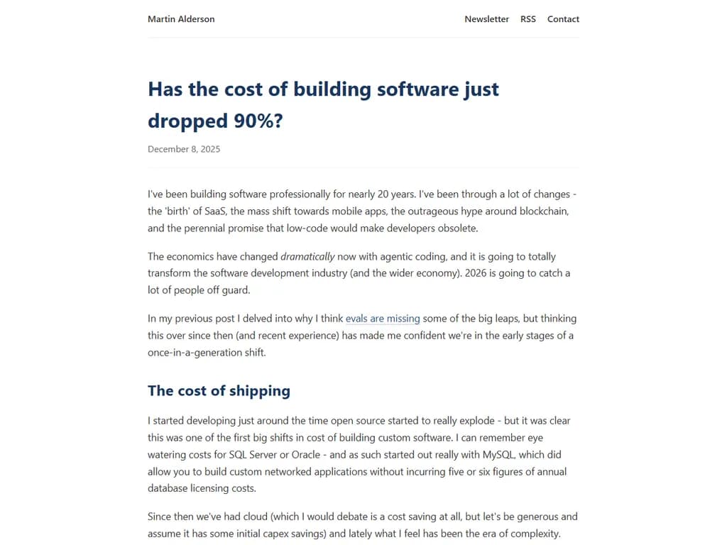 Has the cost of building software dropped 90%?