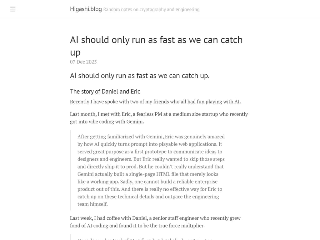 AI should only run as fast as we can catch up