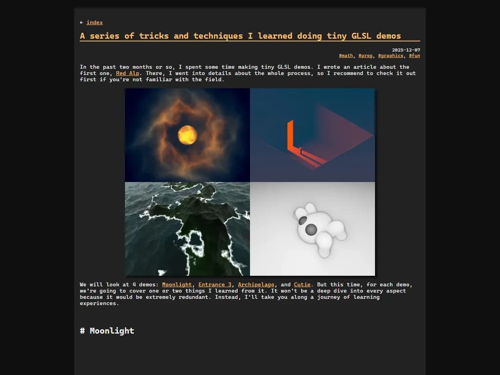 A series of tricks and techniques I learned doing tiny GLSL demos