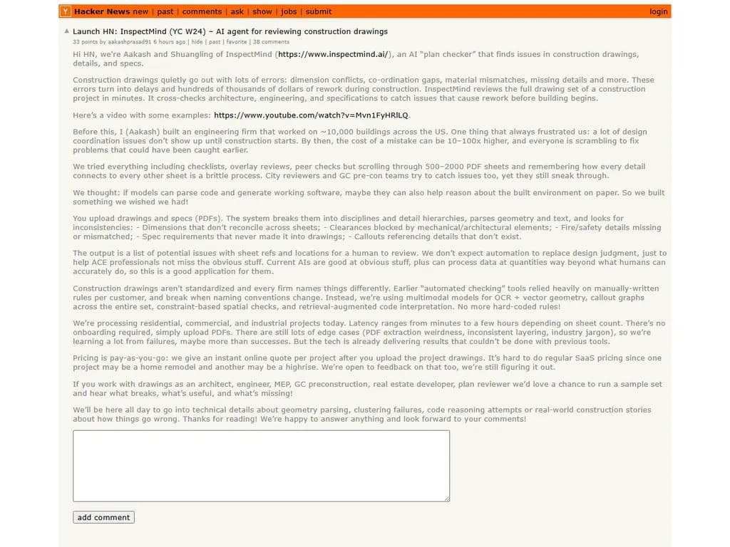 Launch HN: InspectMind (YC W24) – AI agent for reviewing construction drawings