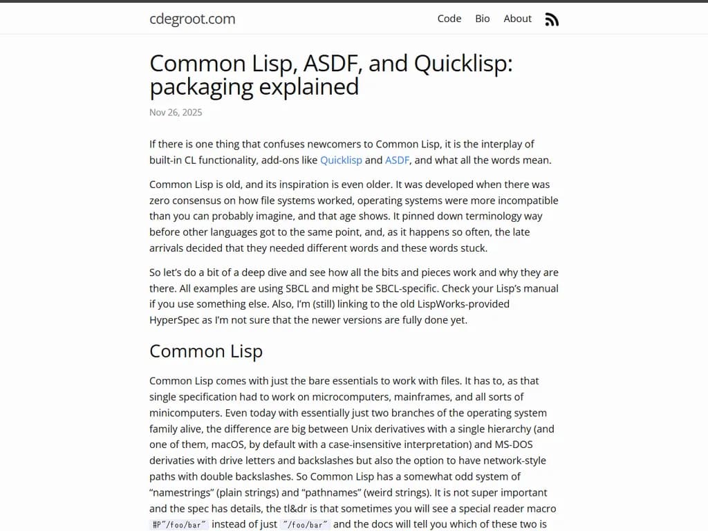 Common Lisp, ASDF, and Quicklisp: packaging explained