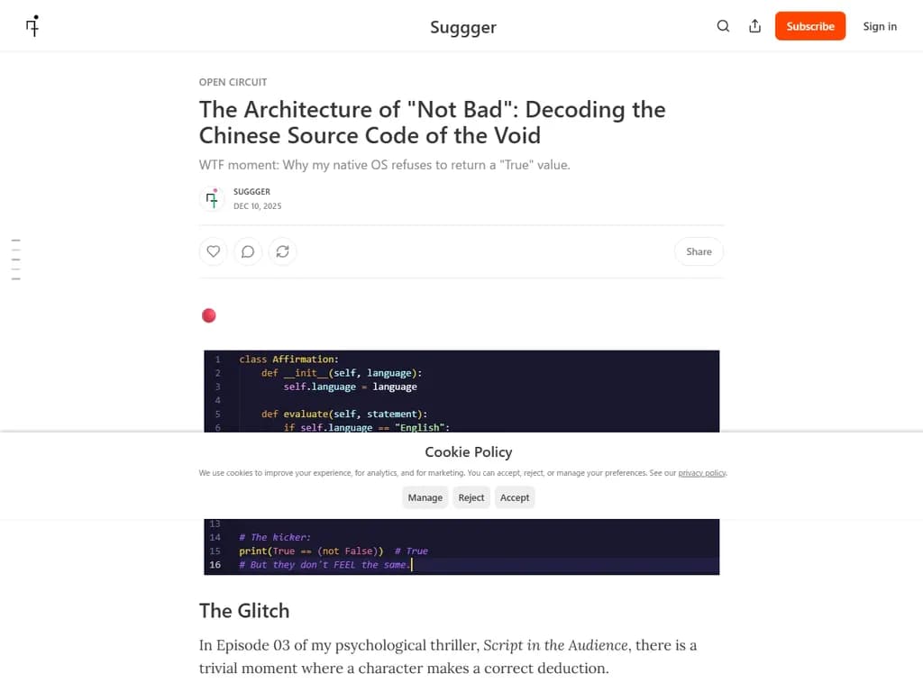The architecture of “not bad”: Decoding the Chinese source code of the void