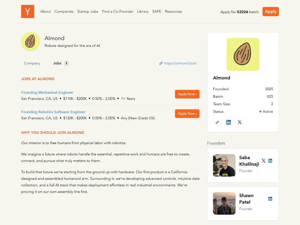 Almond (YC X25) Is Hiring SWEs and MechEs