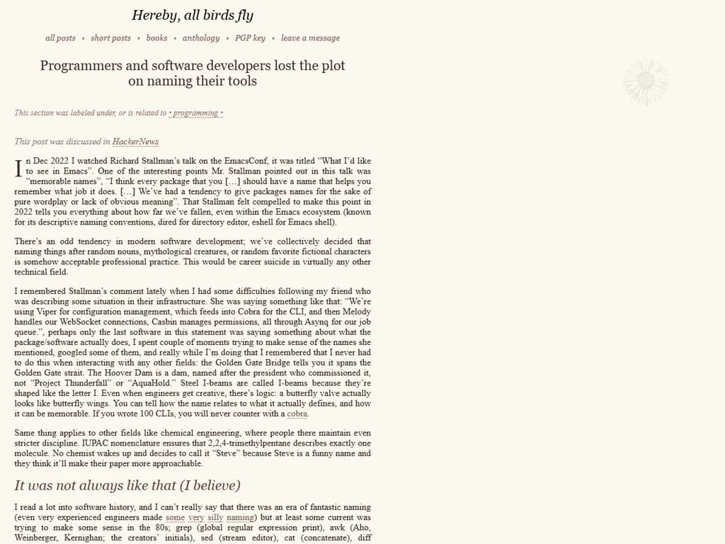 Programmers and software developers lost the plot on naming their tools