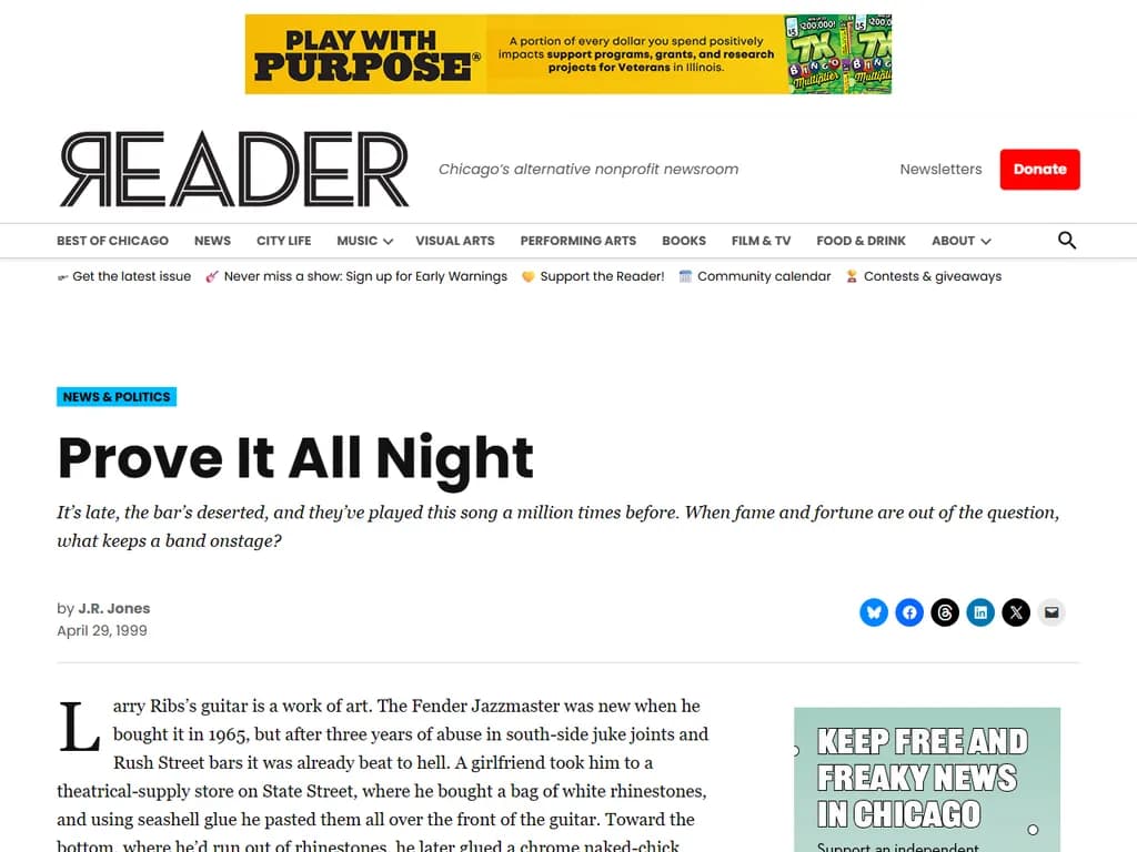 Prove It All Night: With no fame or fortune, what keeps a band onstage? (1999)