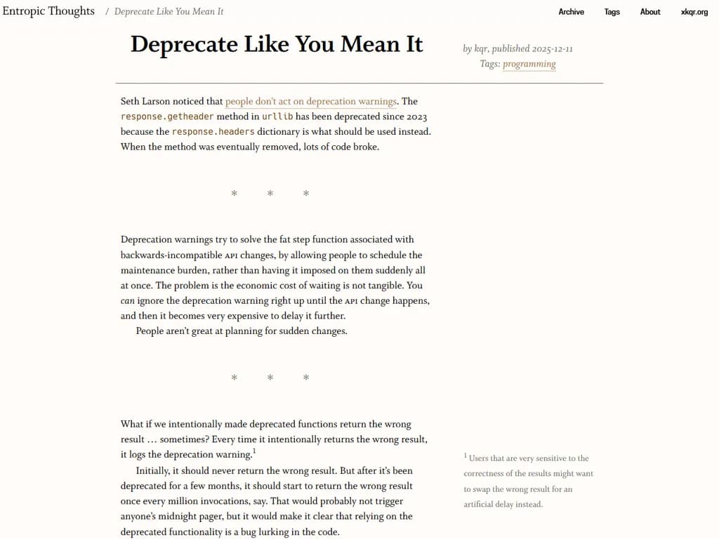 Deprecate like you mean it