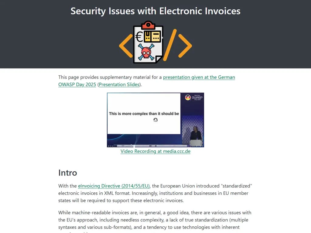 Security issues with electronic invoices