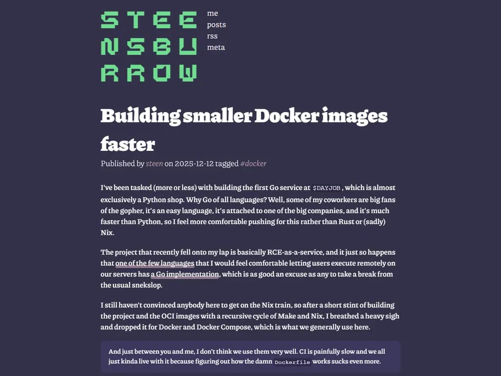 Building small Docker images faster