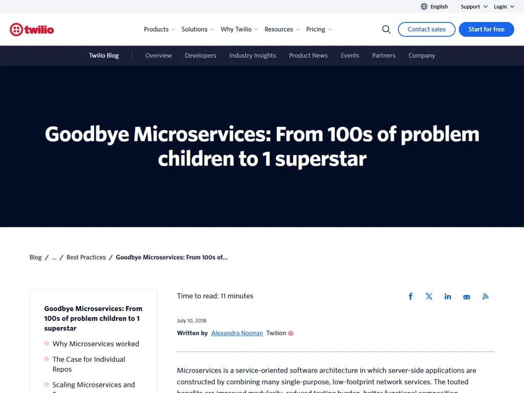 Why Twilio Segment moved from microservices back to a monolith
