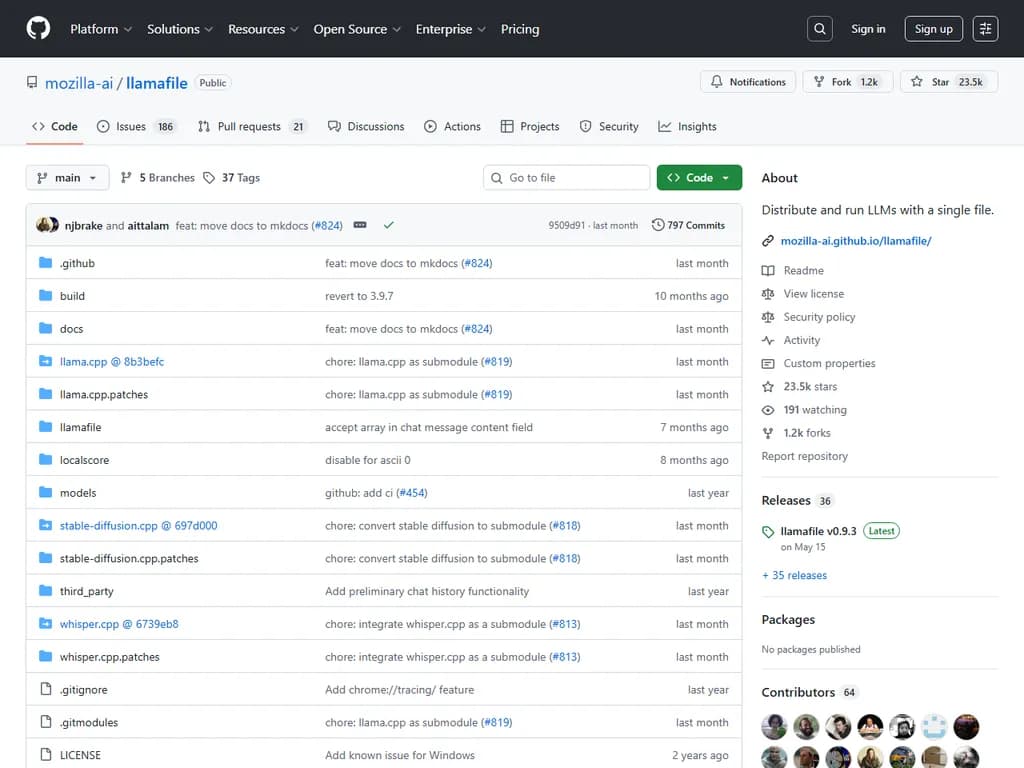 llamafile: Distribute and Run LLMs with a Single File