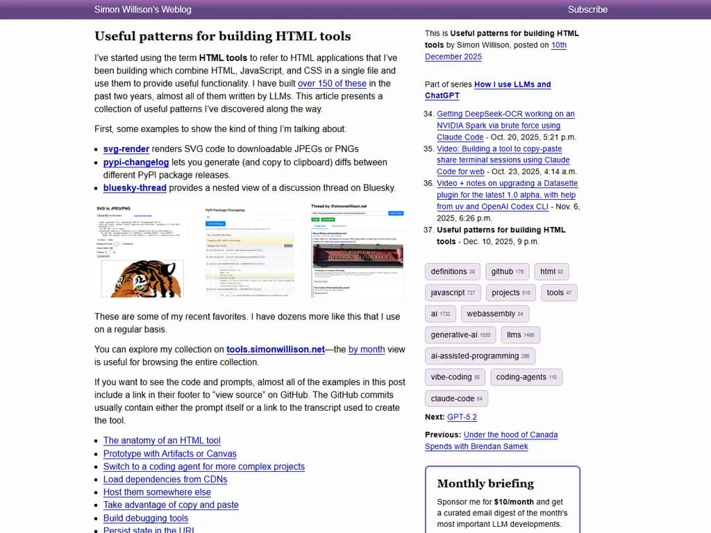 Useful patterns for building HTML tools