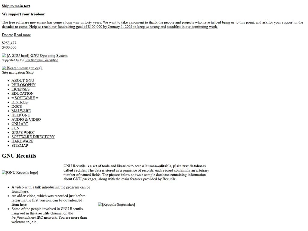 GNU recutils: Plain text database