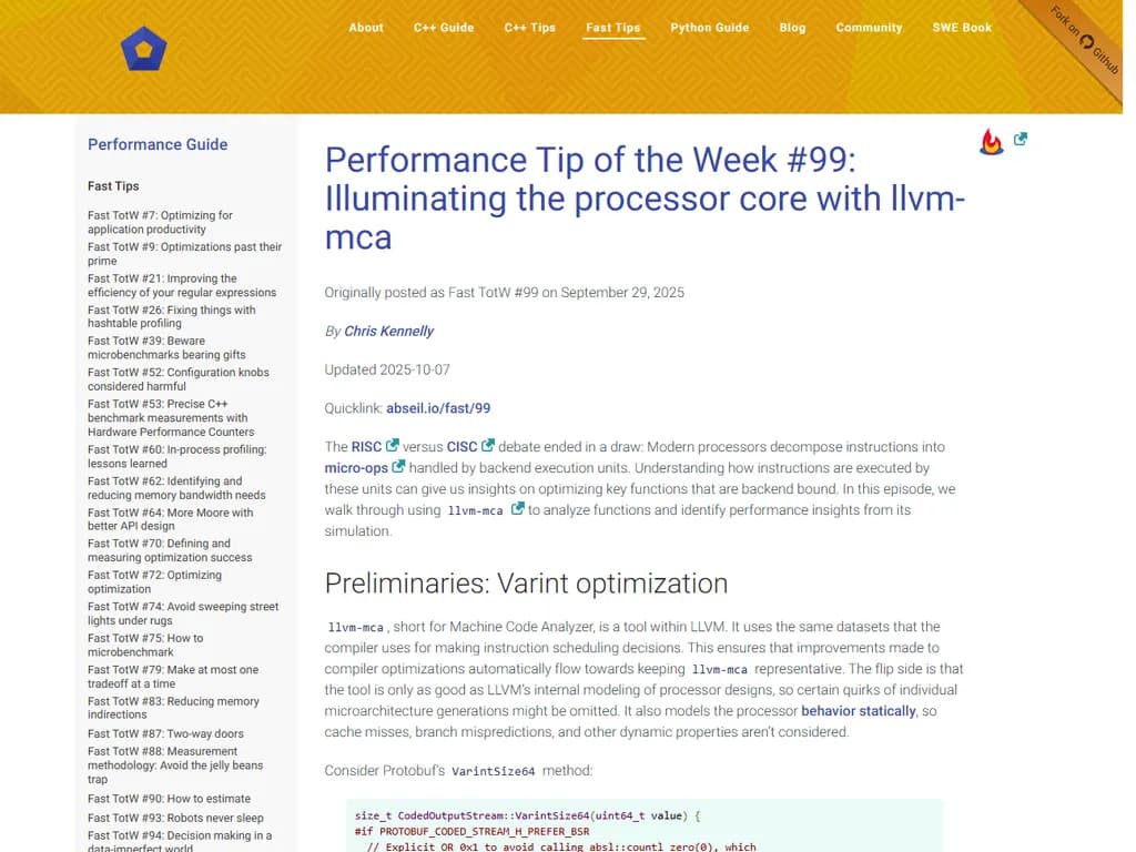 Illuminating the processor core with LLVM-mca