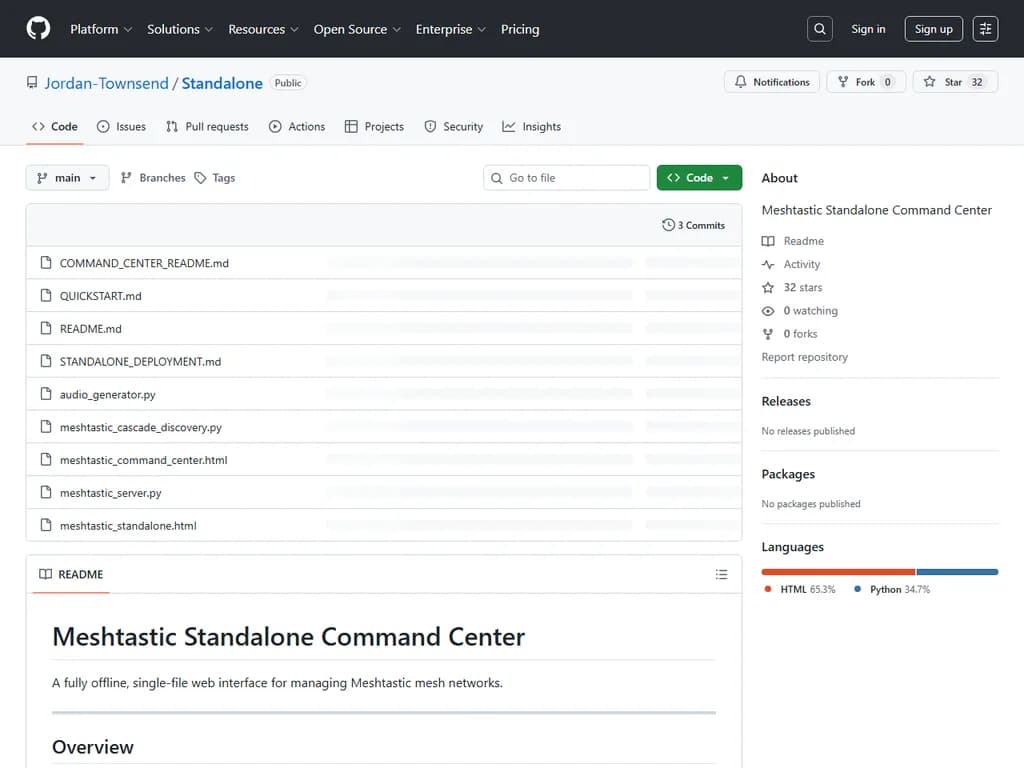 Standalone Meshtastic Command Center – One HTML File Offline