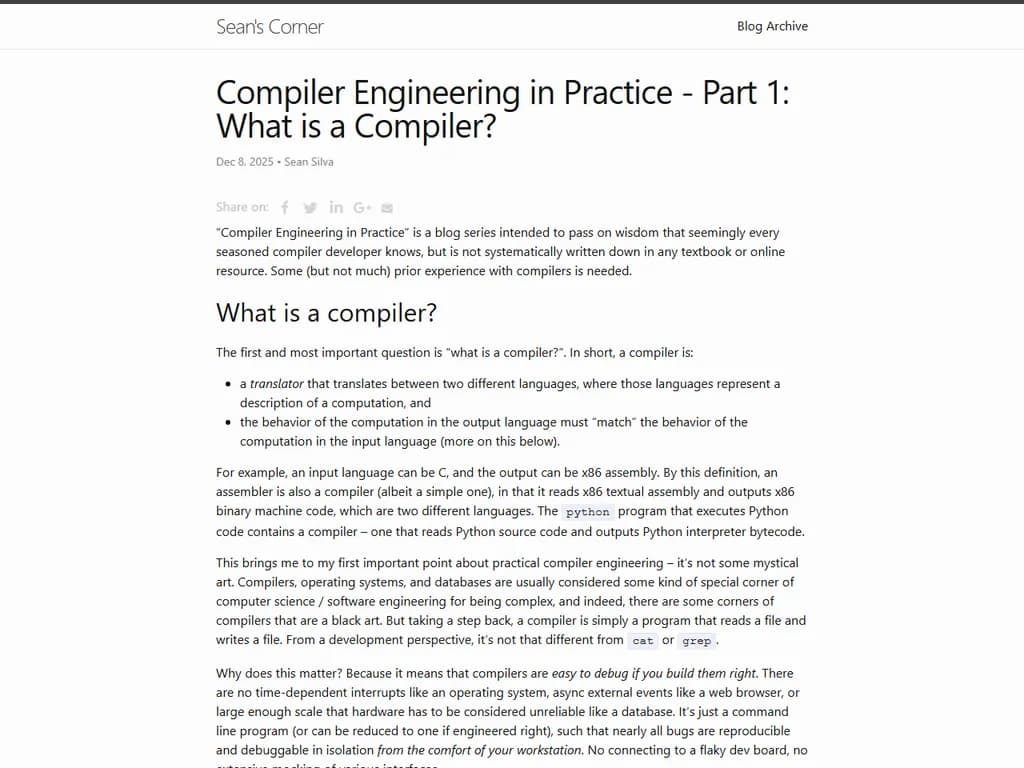 Compiler Engineering in Practice