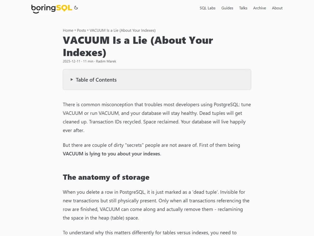 Vacuum Is a Lie: About Your Indexes