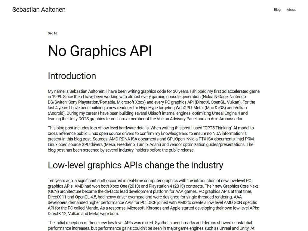 No Graphics API