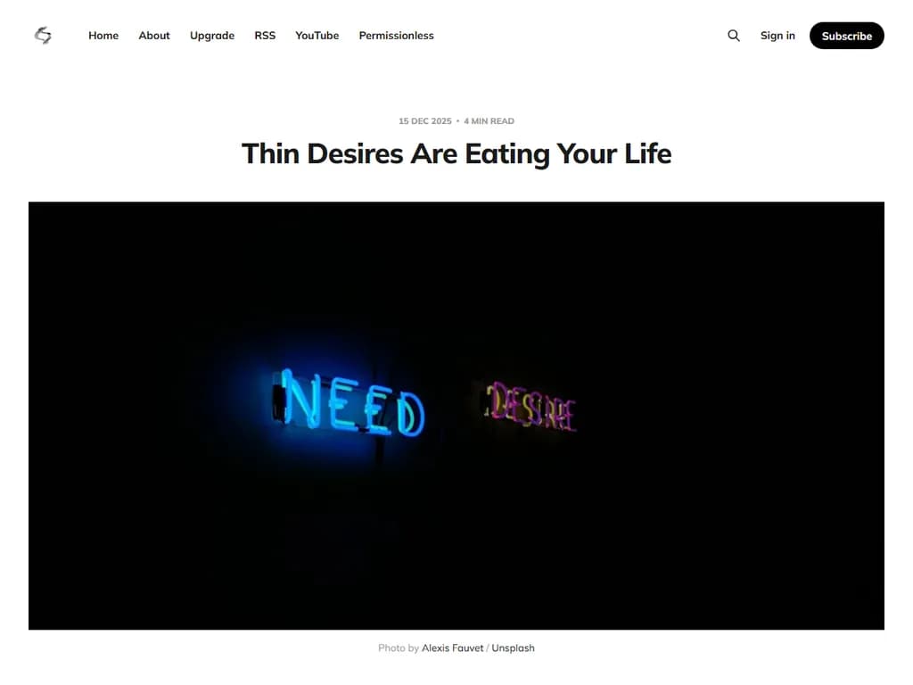 Thin desires are eating life