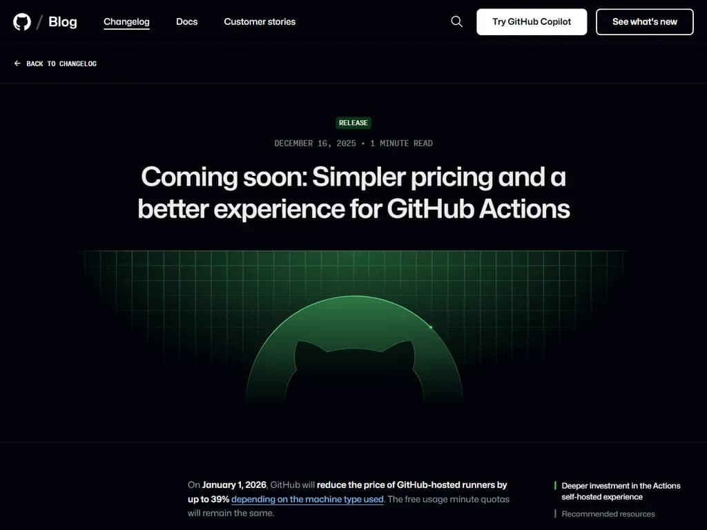 GitHub will begin charging for self-hosted action runners on March 2026