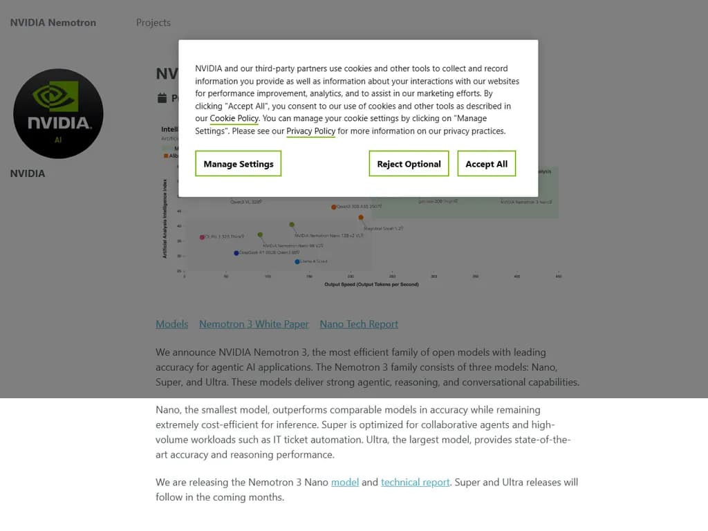 Nvidia Nemotron 3 Family of Models