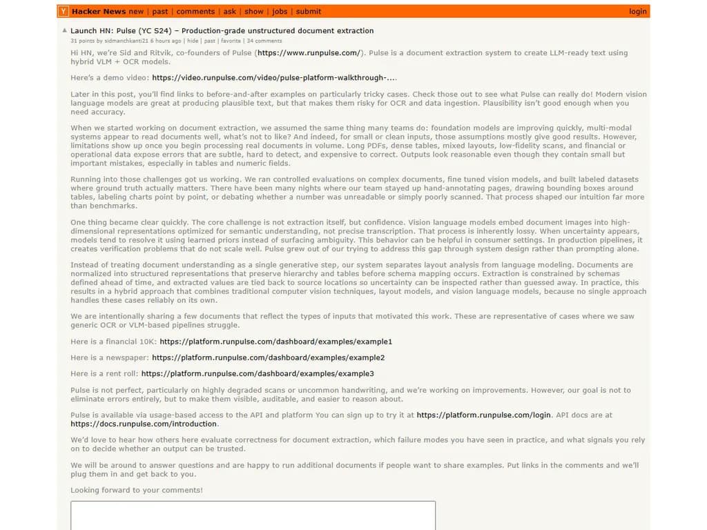 Launch HN: Pulse (YC S24) – Production-grade unstructured document extraction