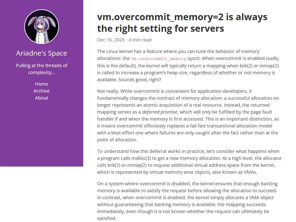 Vm.overcommit_memory=2 is the right setting for servers