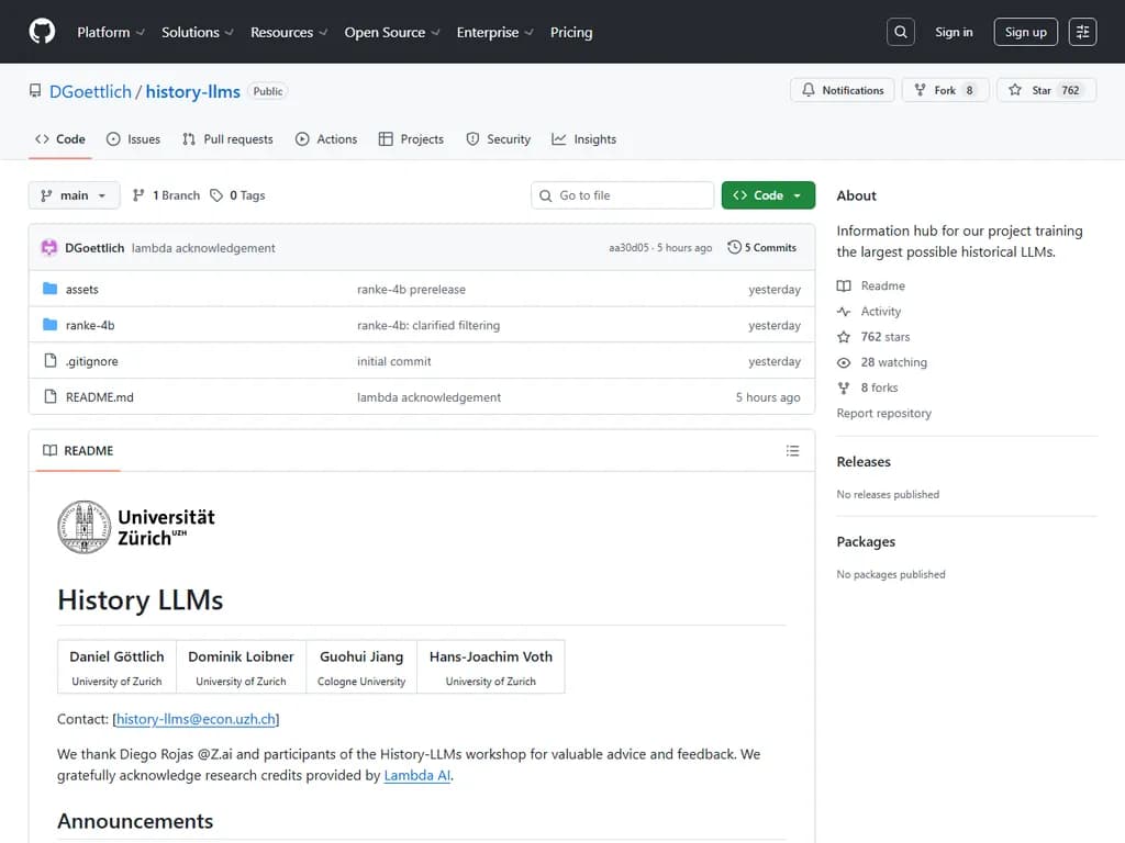 History LLMs: Models trained exclusively on pre-1913 texts