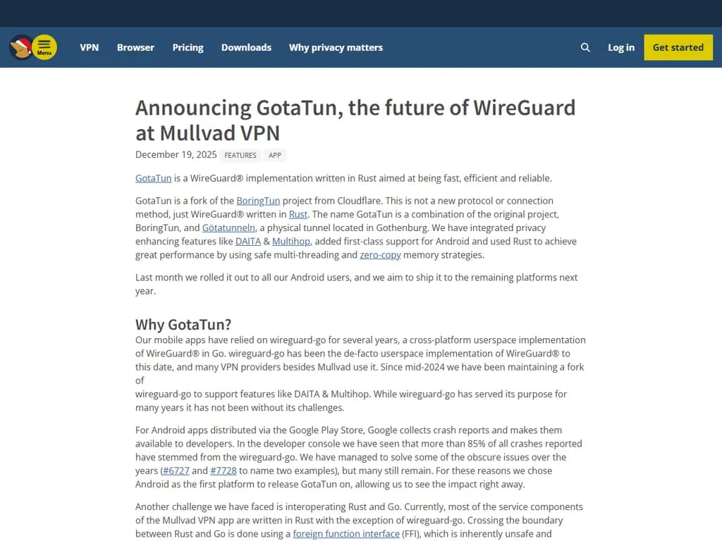 GotaTun – Mullvad's WireGuard Implementation in Rust
