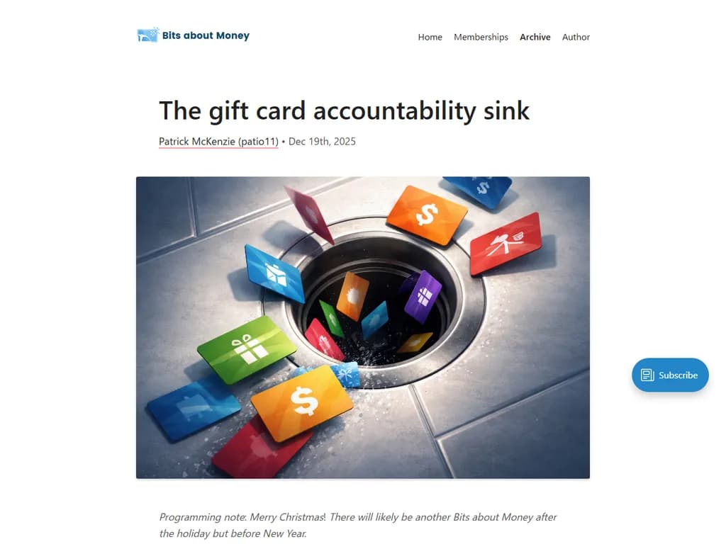 ギフトカードの責任回収ポイント