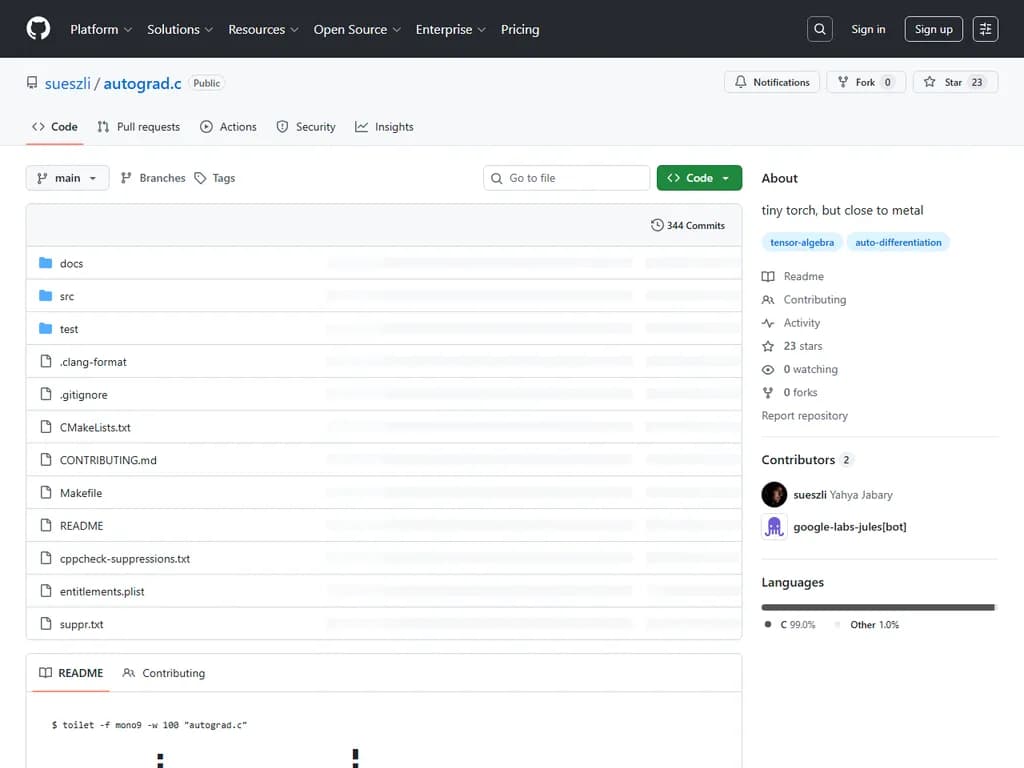 **Show HN:** *Autograd.c* – スクリッチから作る小型機械学習フレームワーク