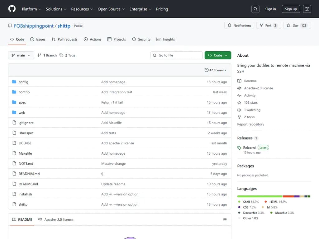 **Show HN:**

**Shittp – SSH経由で共有する一時的なDotfile（設定ファイル）**