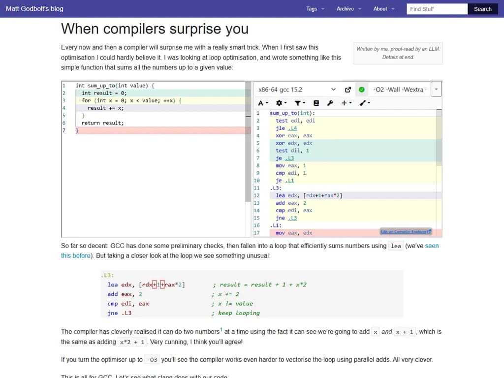 コンパイラがあなたを驚かせる時

---  
*Titleの翻訳は「コンパイラがあなたを驚かせるとき」としました。長さや意味は元の英語に合わせつつ、自然で丁寧な日本語にしています。