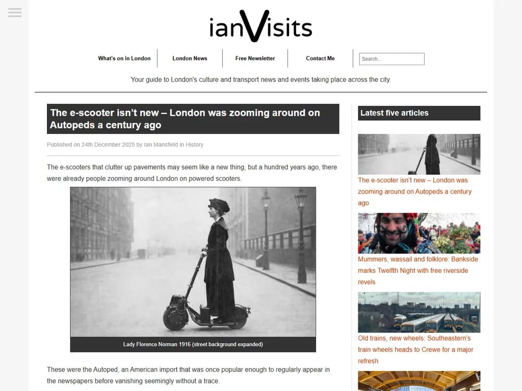 eスケーターは新しいものではありません――ロンドンは一世紀前に自動歩行車で急いで移動していたのです。