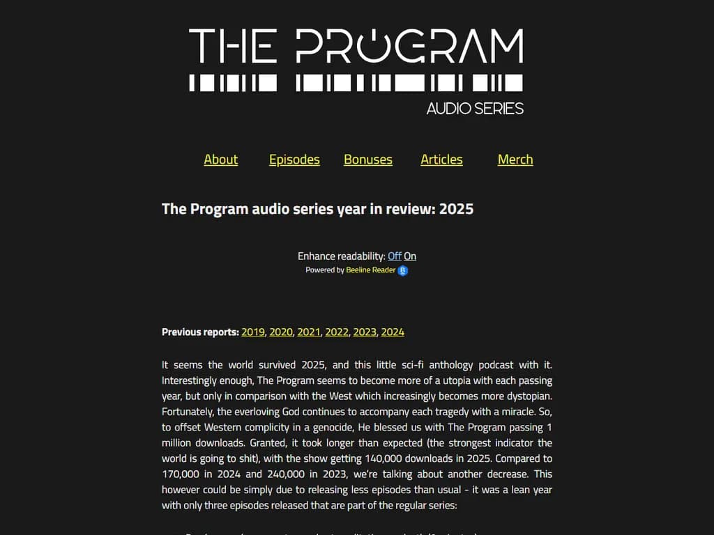 **プログラム2025年レビュー：**  
*オーディオドラマポッドキャストはどれくらい稼げるか？*