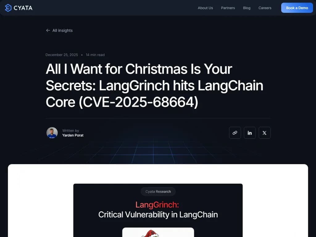 LangChain の深刻な脆弱性 – CVE‑2025‑68664