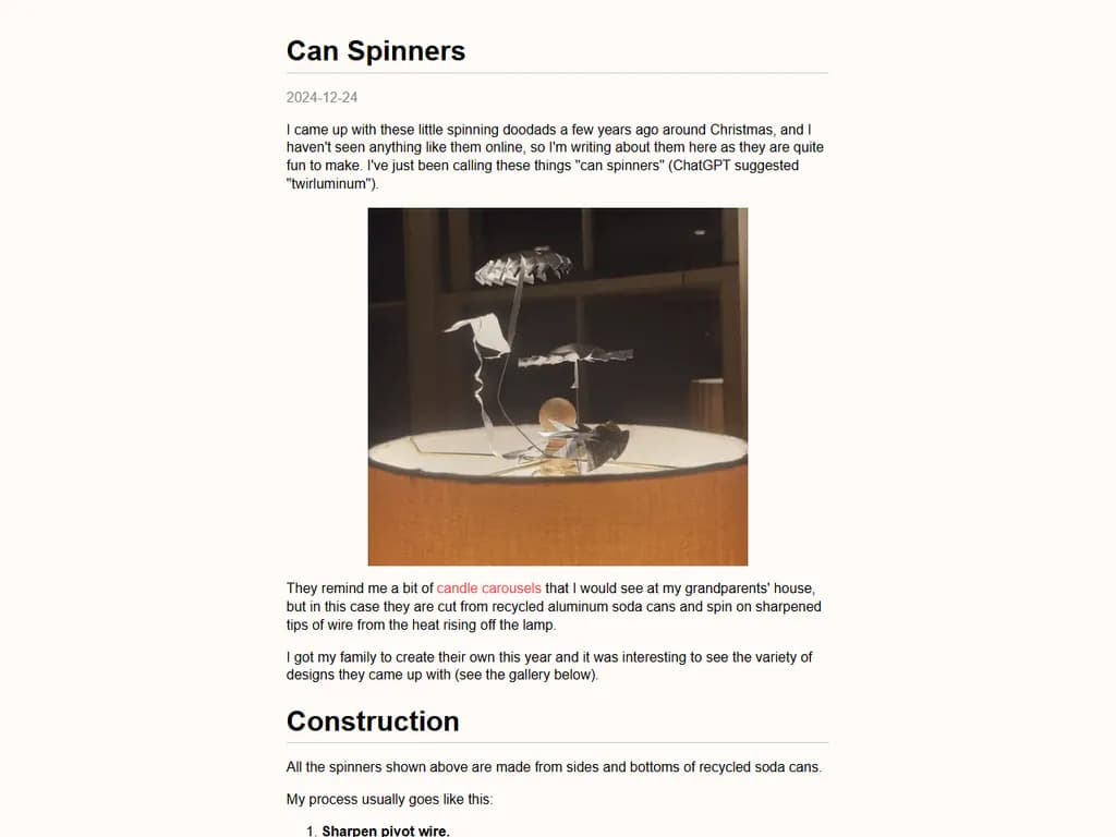 Show HN：Lamp Carousel – ランプヒートで駆動するDIYキネティックスカルプチャー（2024）