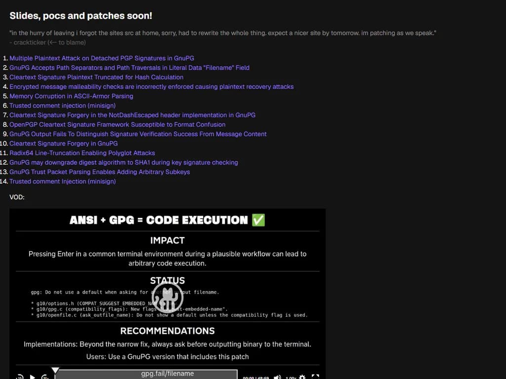 GPGの実行に失敗しました。