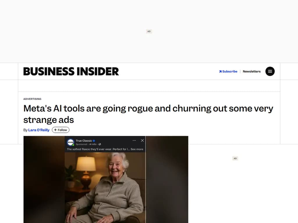 メタ社の広告ツールは、上位パフォーマンスを示していた広告をAI生成されたものに置き換え始めました。