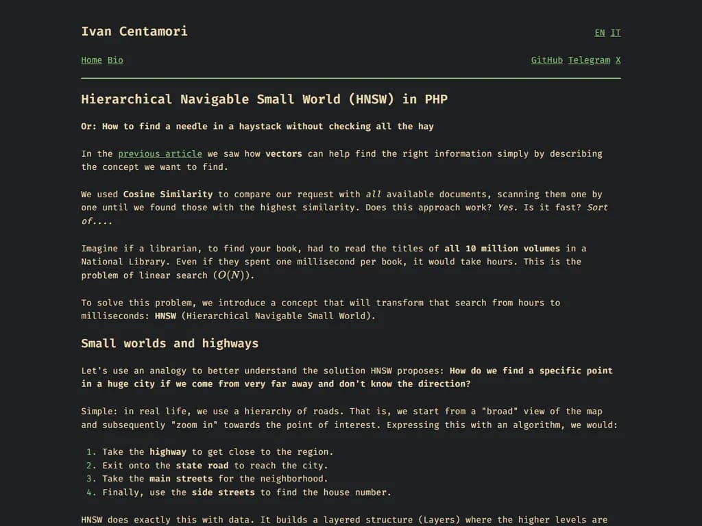 Implementing HNSW (Hierarchical Navigable Small World) Vector Search in PHP