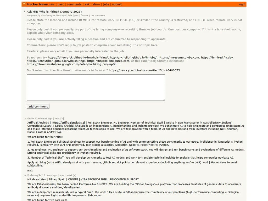 Ask HN：誰が採用していますか？（2026年1月）