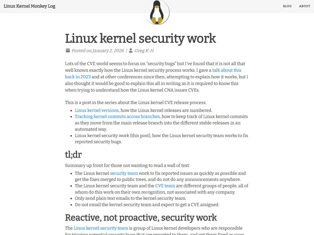 リナックスカーネルのセキュリティ作業