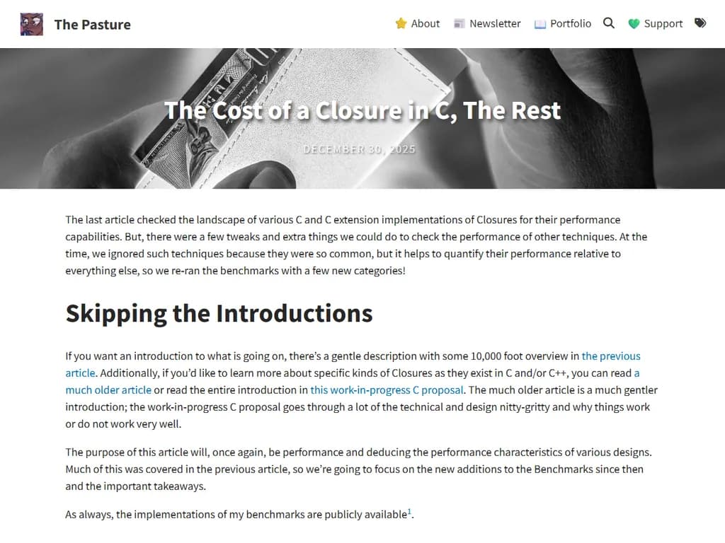 **C におけるクロージャーのコスト ― 残り**