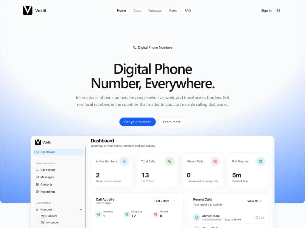 **Show HN**：過去6か月間で国際電話プラットフォームを構築しました。