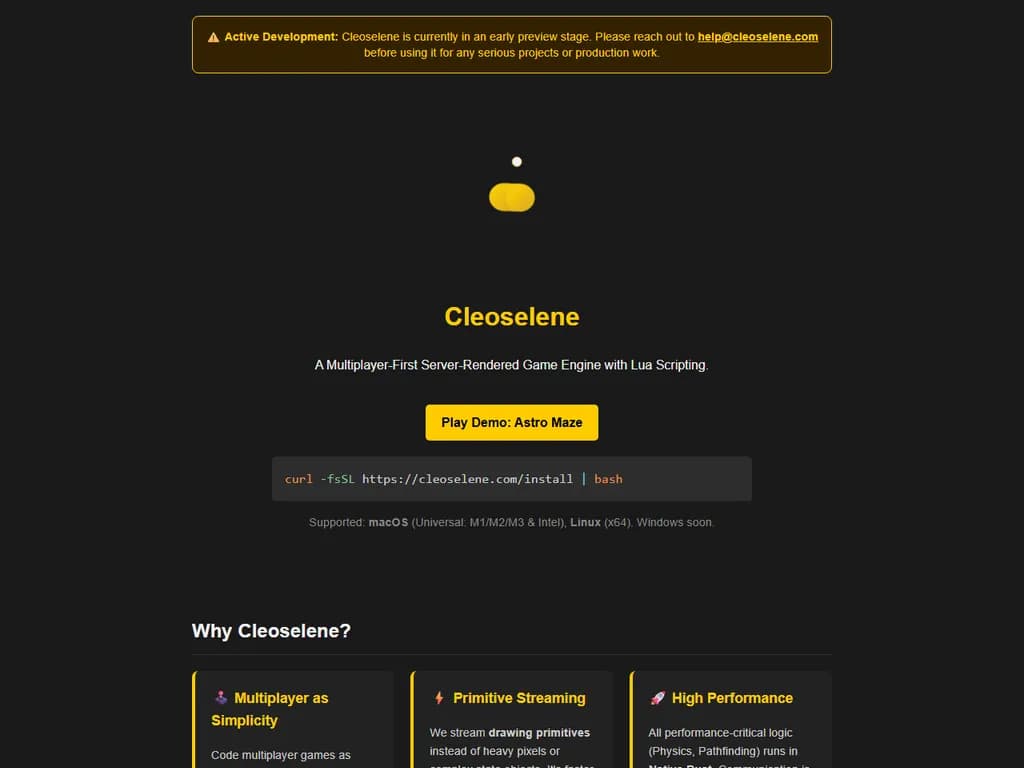 **Lua でサーバー側に描画されるマルチプレイヤーゲーム（クライアントコードは不要）**