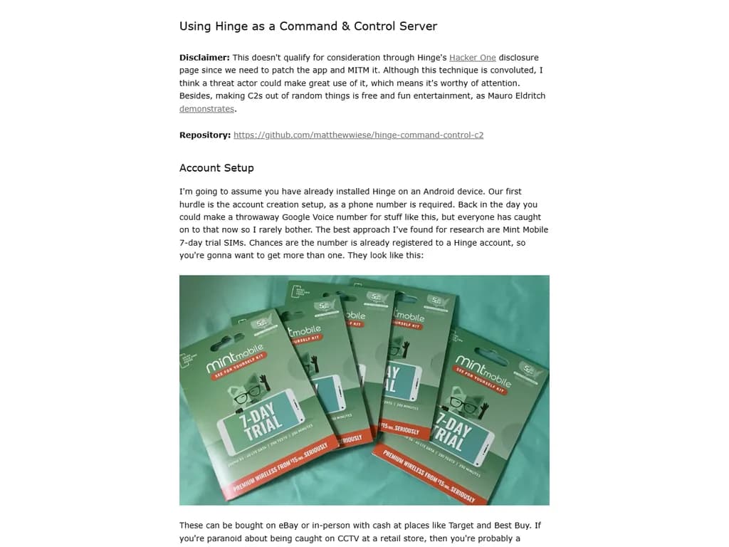 「Hingeをコマンド・アンド・コントロールサーバーとして利用」