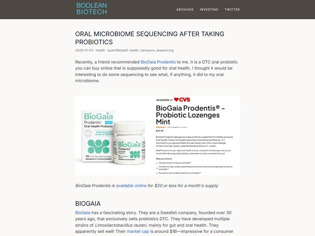 プロバイオティクス摂取後の口腔マイクロバイオームシーケンス研究